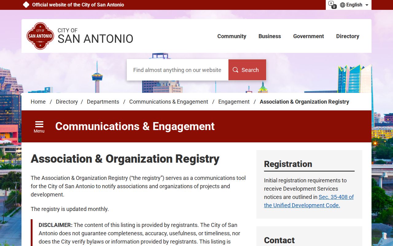 Texas neighbors association boundaries registry model in San Antonio